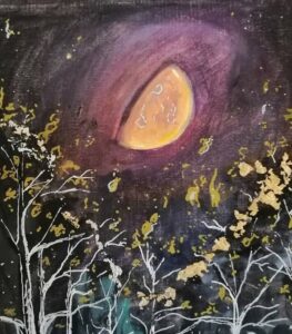 акрилни бои и шлагметал - 10х15см